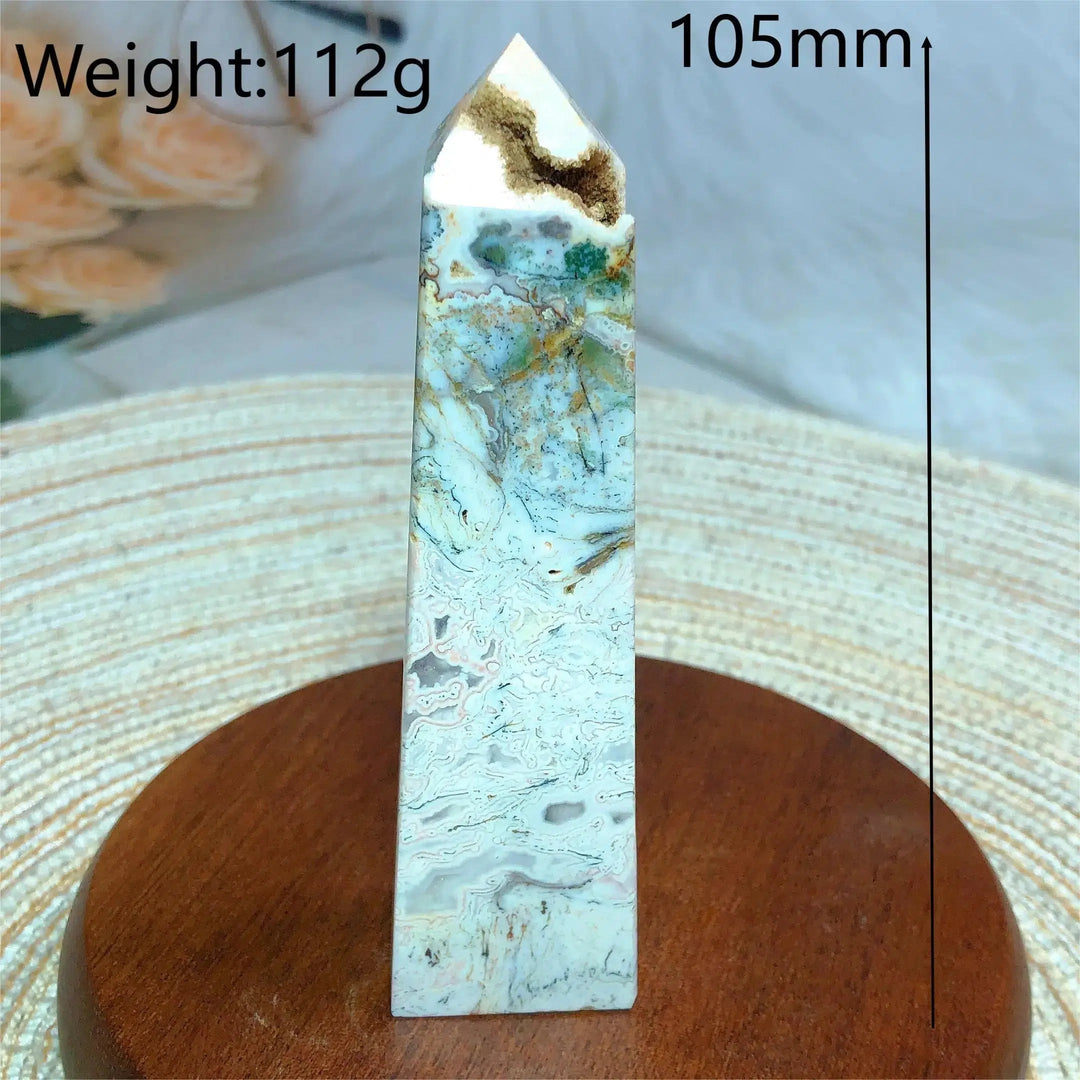 Ocean Jasper Moss Agate Druzy Tower