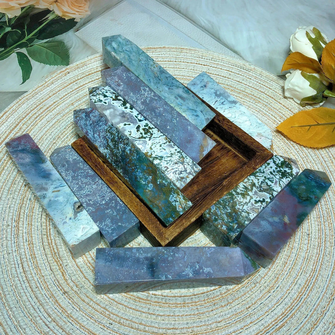 Ocean Jasper Moss Agate Druzy Tower