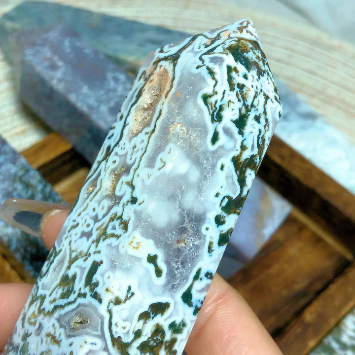 Ocean Jasper Moss Agate Druzy Tower