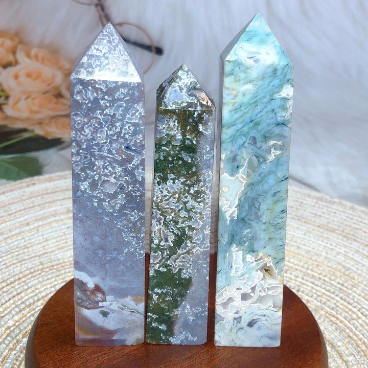 Ocean Jasper Moss Agate Druzy Tower