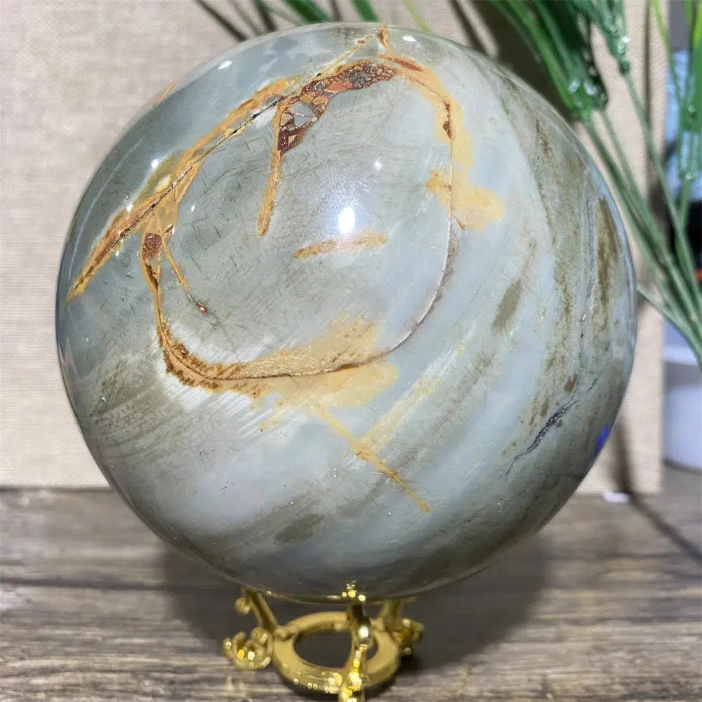 Ocean Jasper Polychrome Sphere + stand