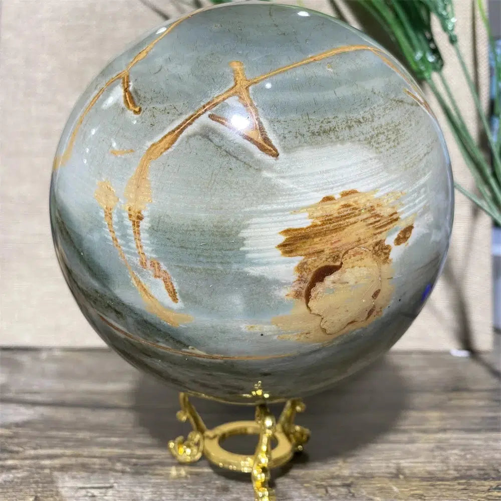 Ocean Jasper Polychrome Sphere + stand