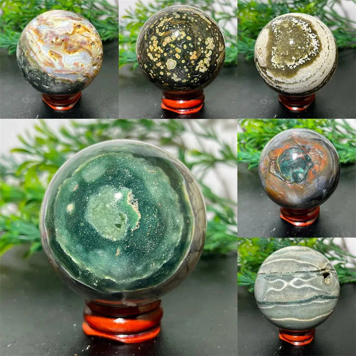 Ocean Jasper Sphere + Stand