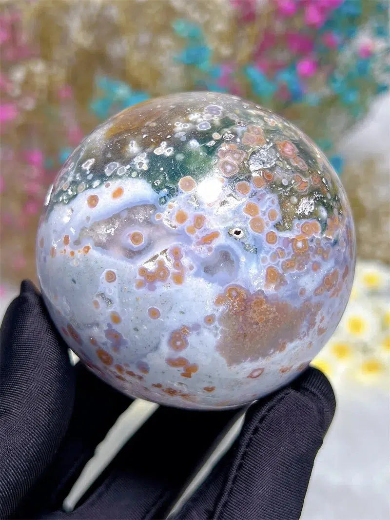 Ocean Jasper Sphere With Druzy