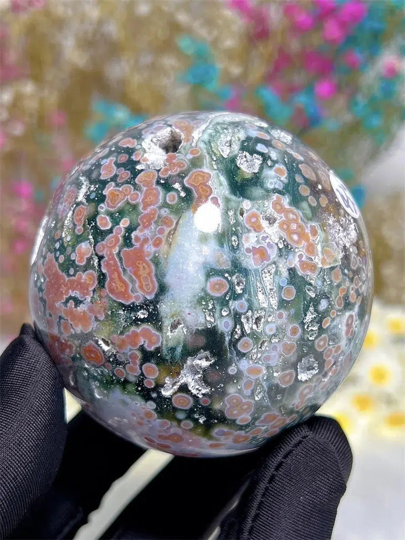 Ocean Jasper Sphere With Druzy