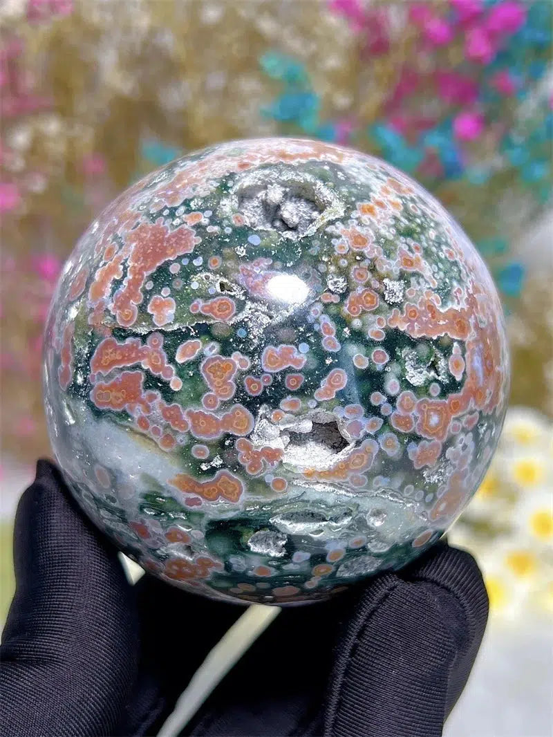 Ocean Jasper Sphere With Druzy