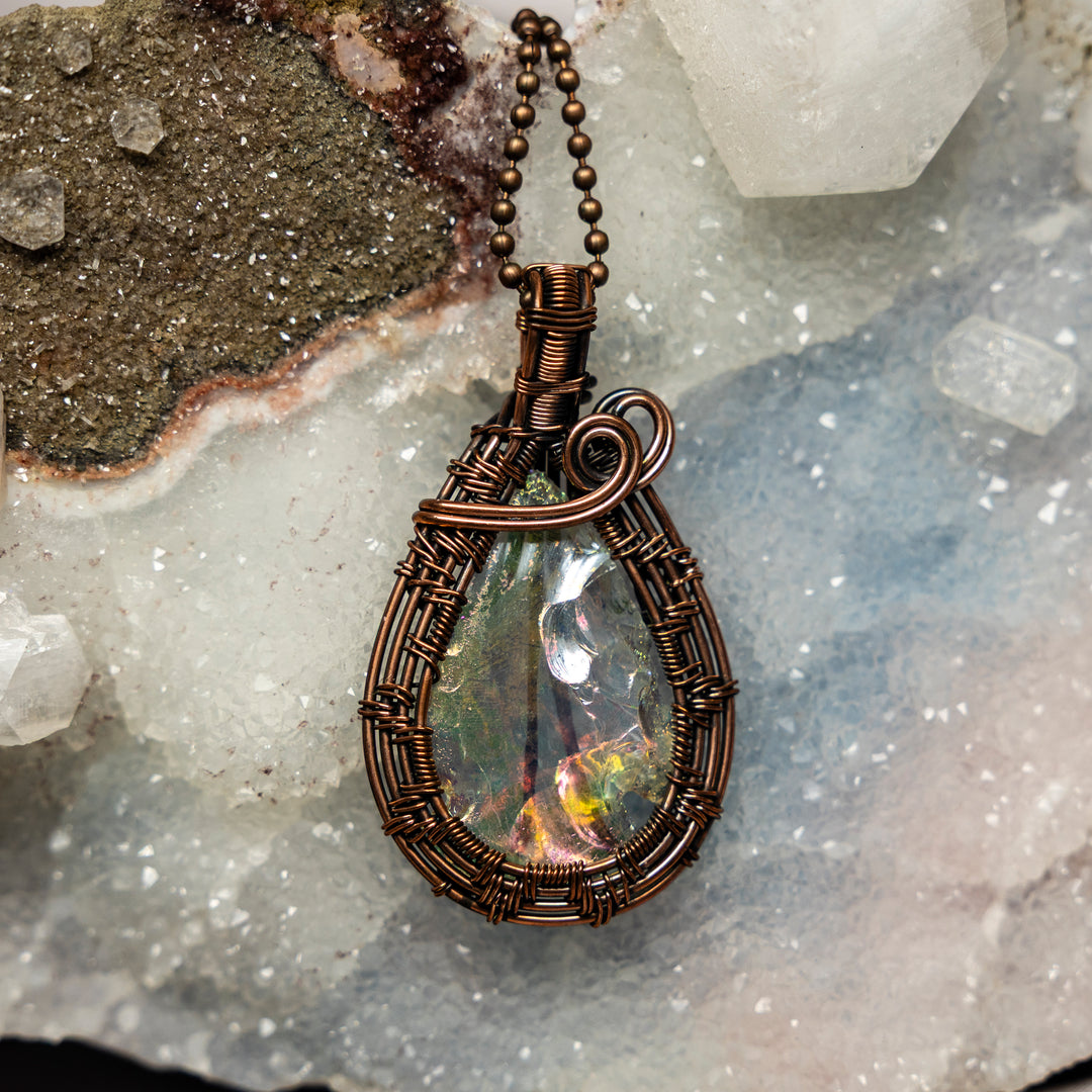 Opalite Wire Wrap Crystal Pendant-Wire Wraps-Crystal Destiny-Opalite (Simulated Opal)-2.50"-Crystal Destiny