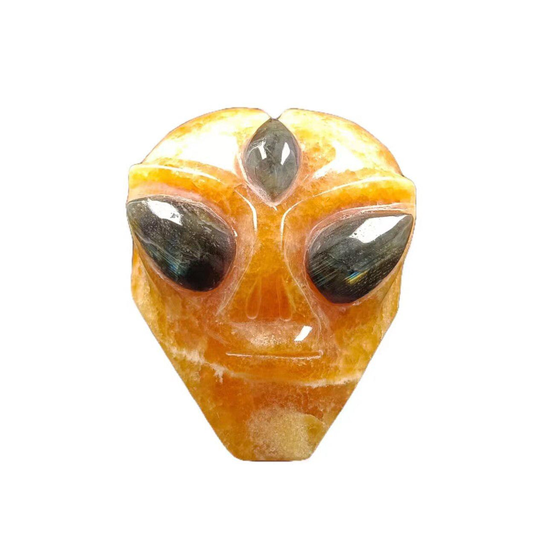 Orange Calcite Alien Skull