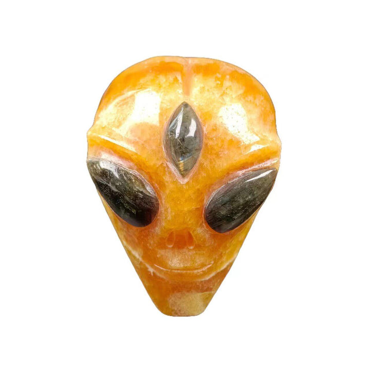 Orange Calcite Alien Skull