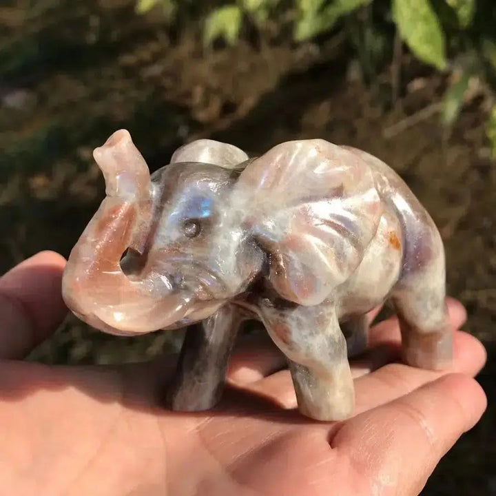 Orange Moonstone Crystal Carved Elephant