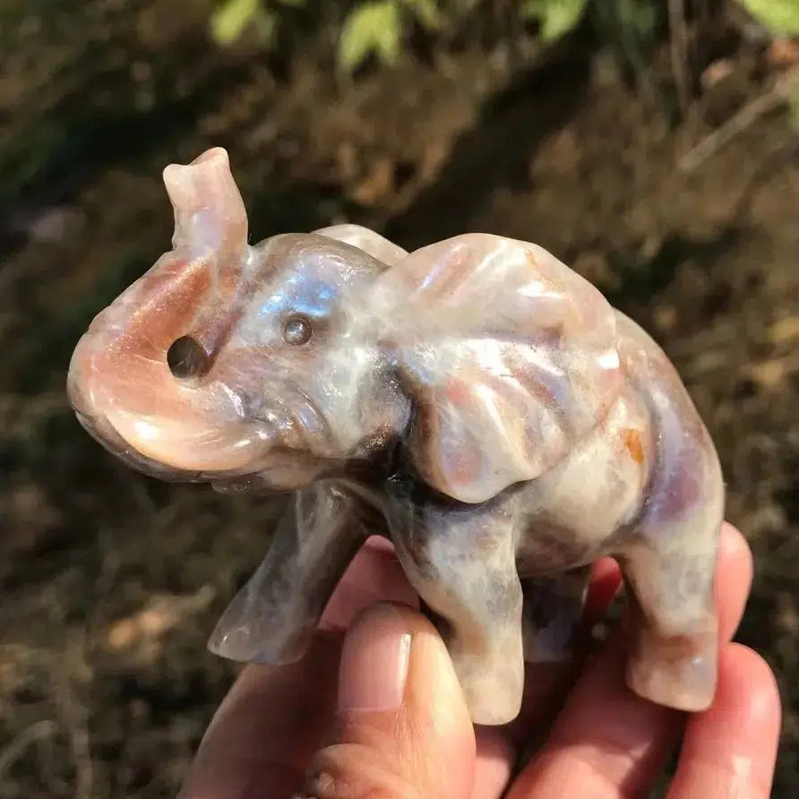 Orange Moonstone Crystal Carved Elephant