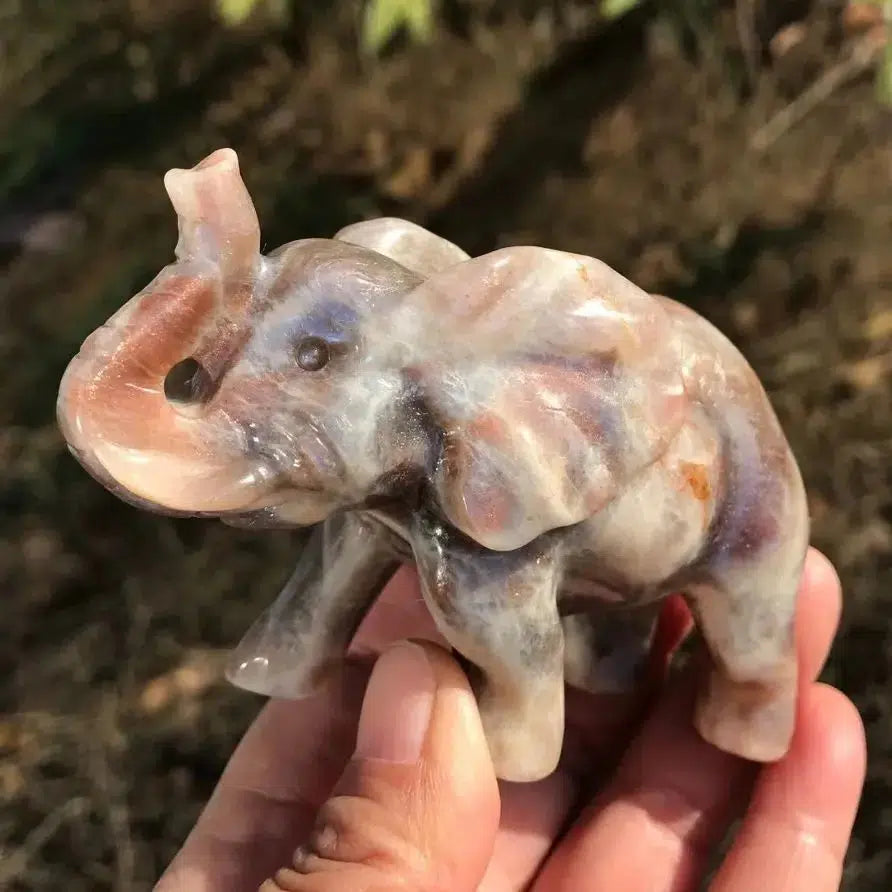 Orange Moonstone Crystal Carved Elephant