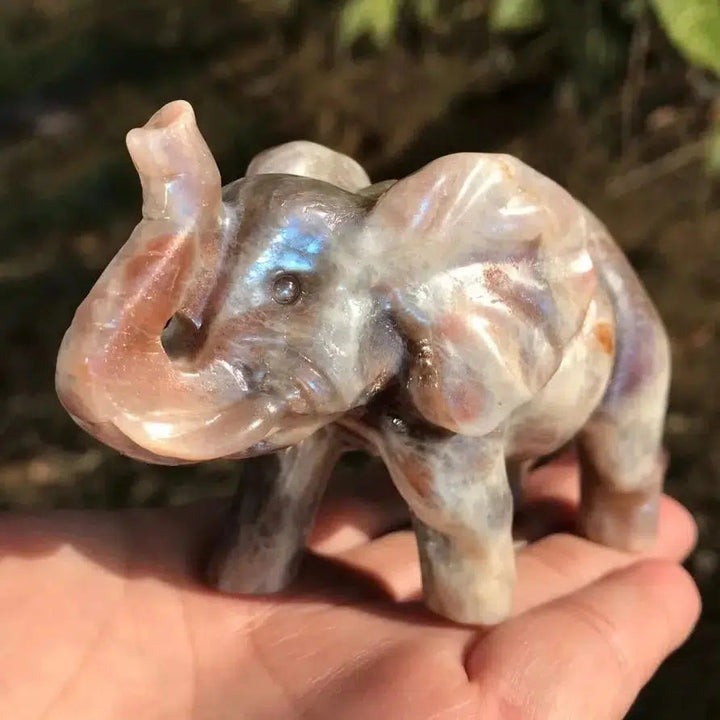 Orange Moonstone Crystal Carved Elephant