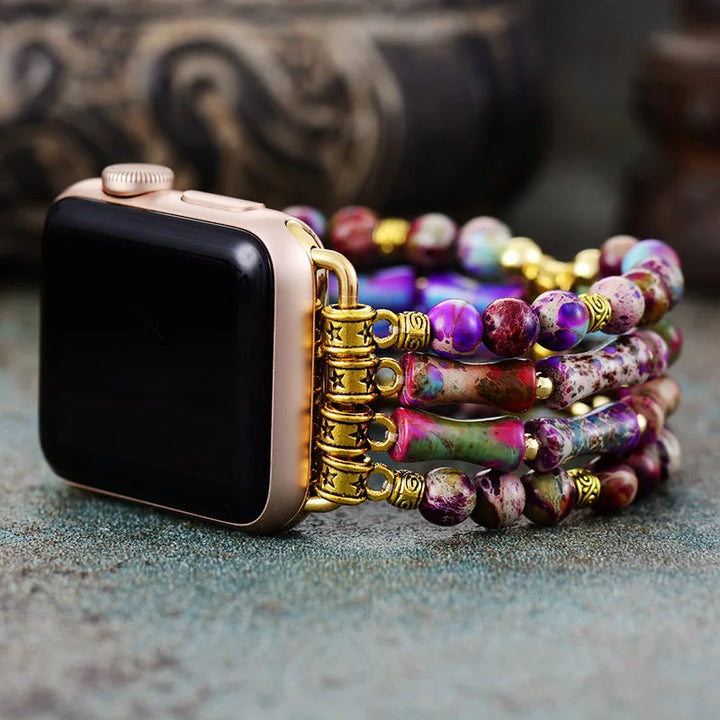 Orange or Purple Jasper Apple iWatch Strap