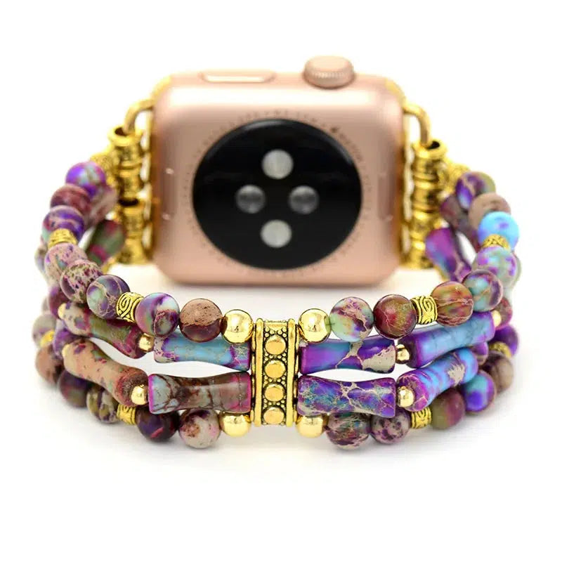 Orange or Purple Jasper Apple iWatch Strap