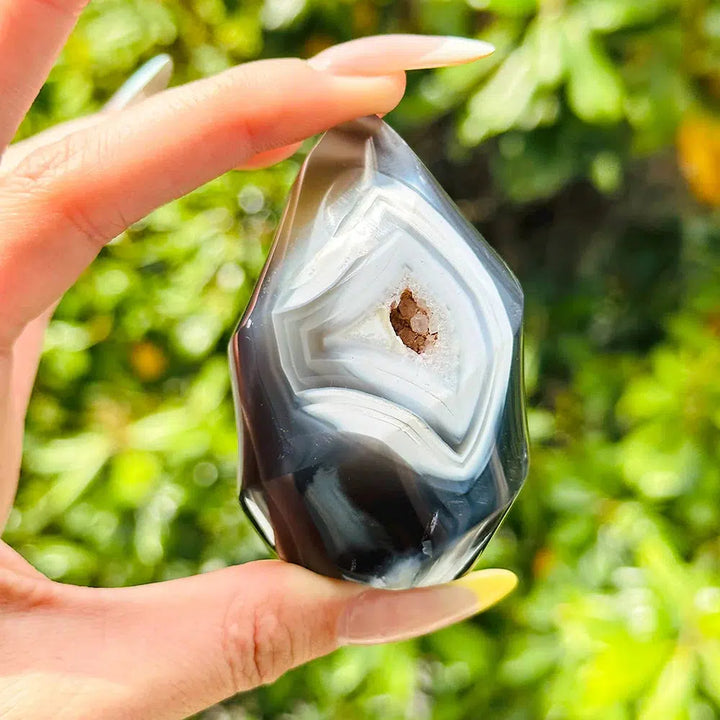 Orca Agate Black And White Flame