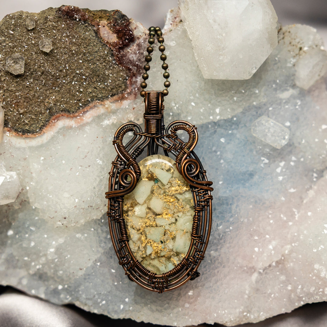 Orgone Stone Wire Wrap Crystal Pendant