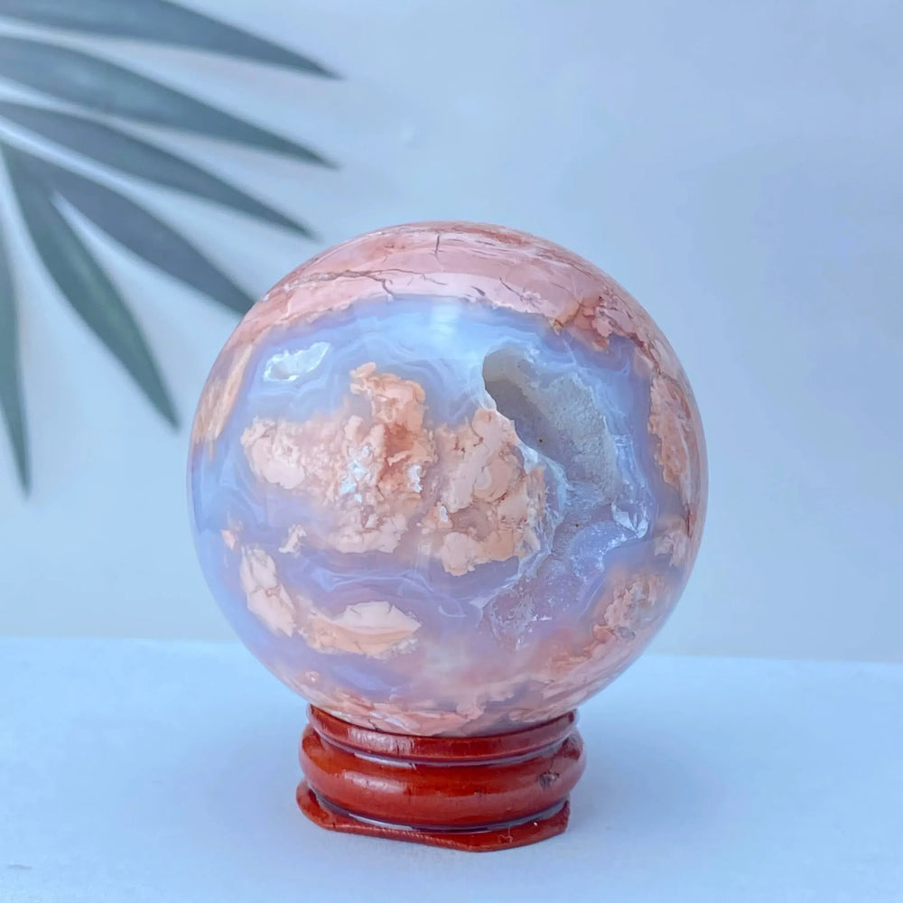 Pink Agate Geode Crystal Sphere