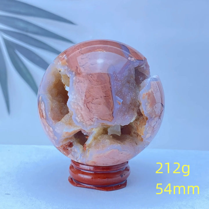 Pink Agate Geode Crystal Sphere