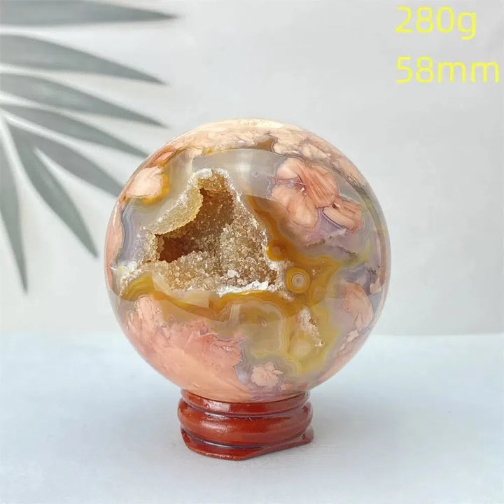 Pink Agate Geode Crystal Sphere