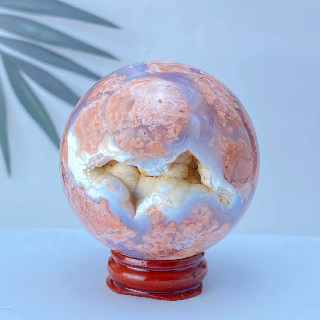 Pink Agate Geode Crystal Sphere