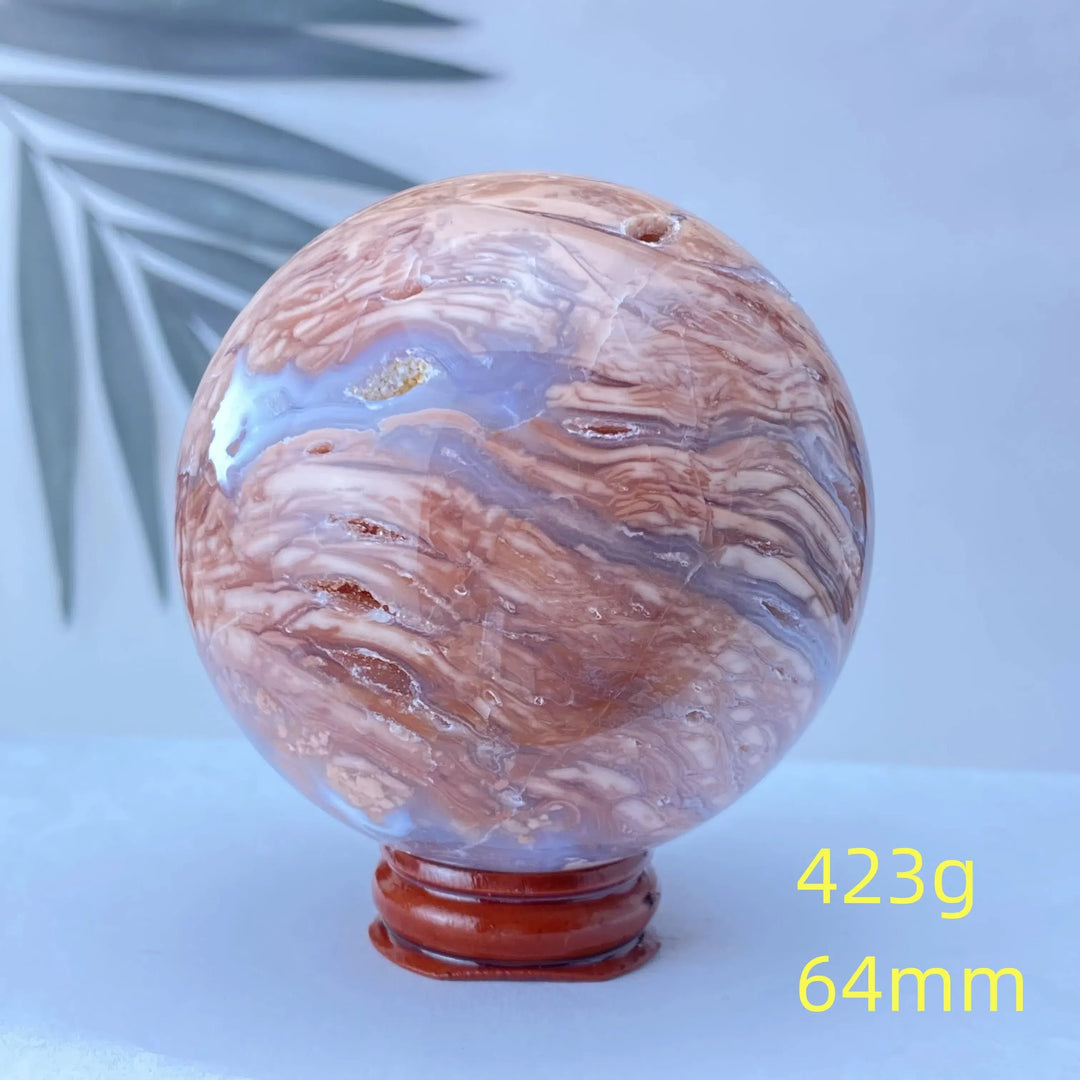 Pink Agate Geode Crystal Sphere