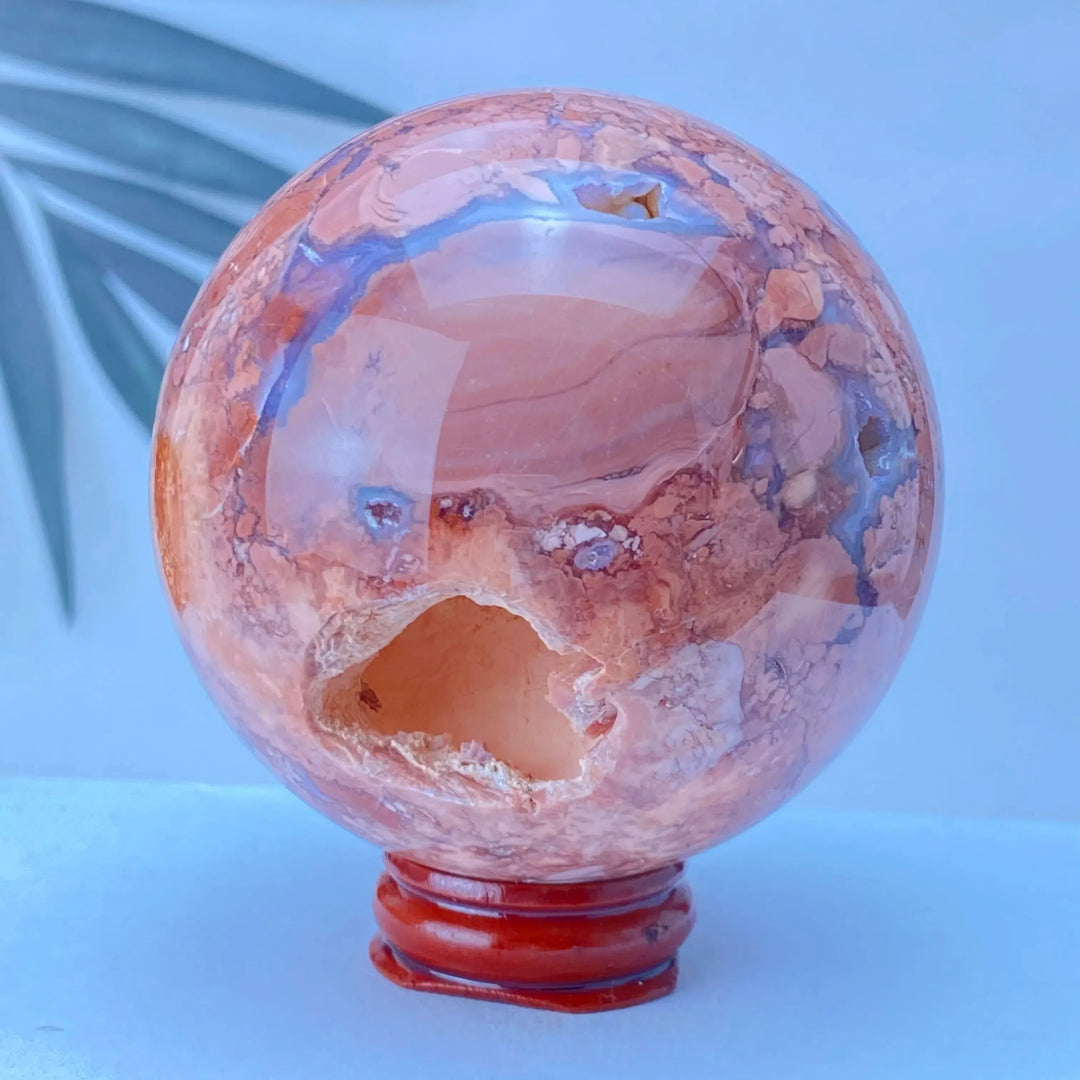 Pink Agate Geode Crystal Sphere