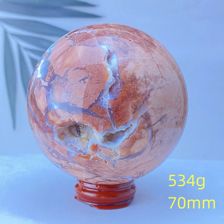 Pink Agate Geode Crystal Sphere