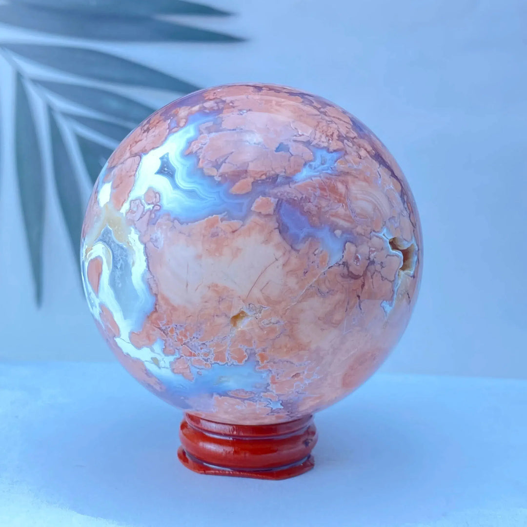 Pink Agate Geode Crystal Sphere