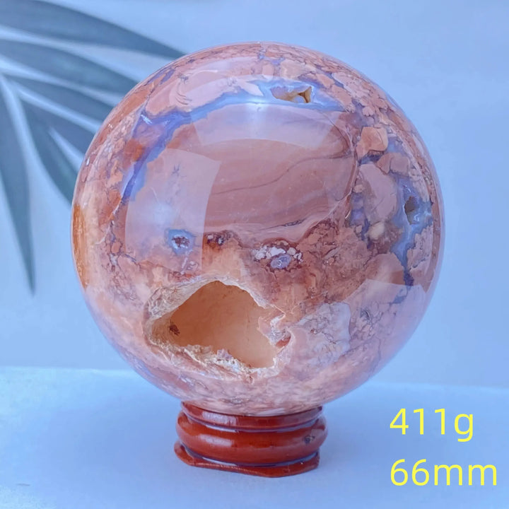 Pink Agate Geode Crystal Sphere