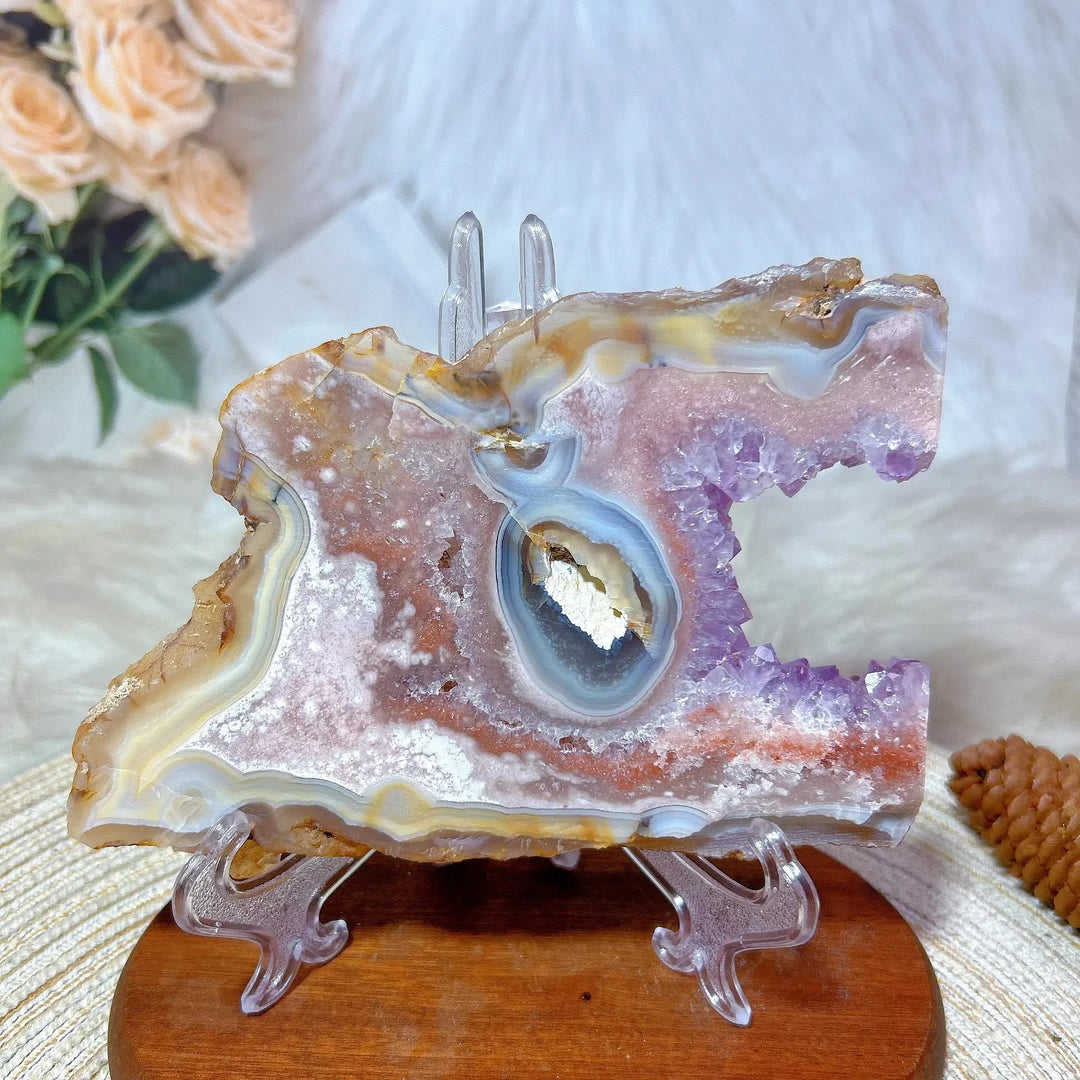 Pink Amethyst Flower Agate Slab