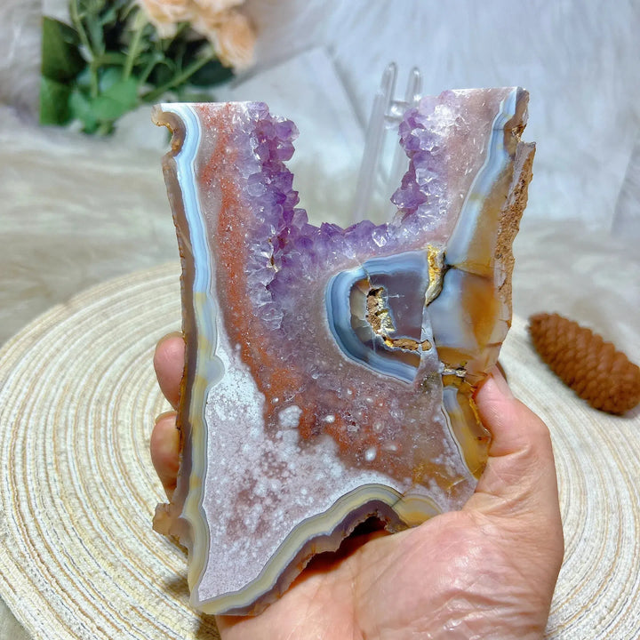 Pink Amethyst Flower Agate Slab