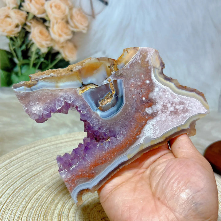 Pink Amethyst Flower Agate Slab