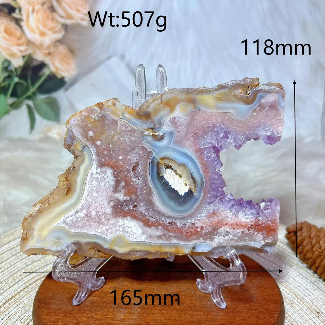 Pink Amethyst Flower Agate Slab