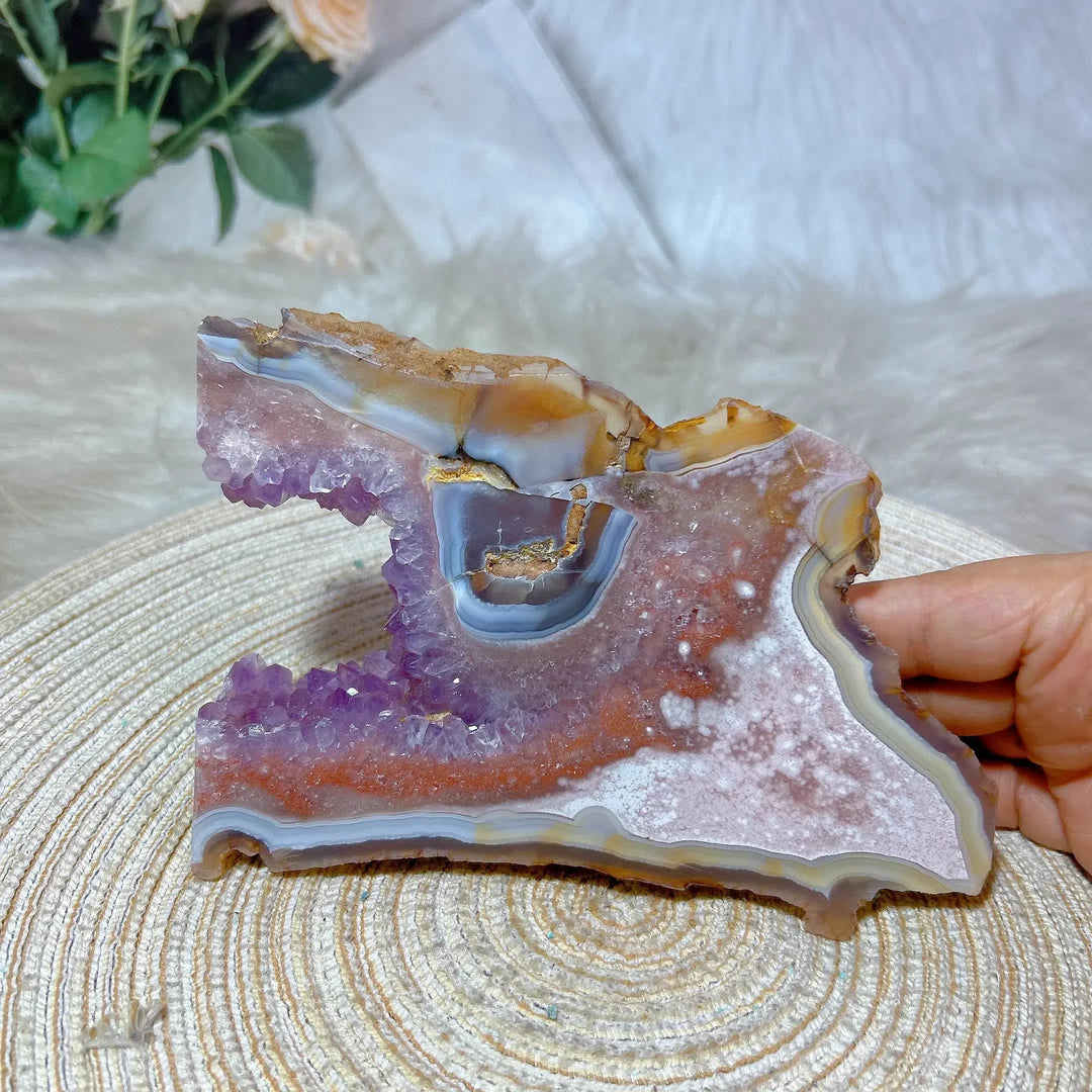 Pink Amethyst Flower Agate Slab