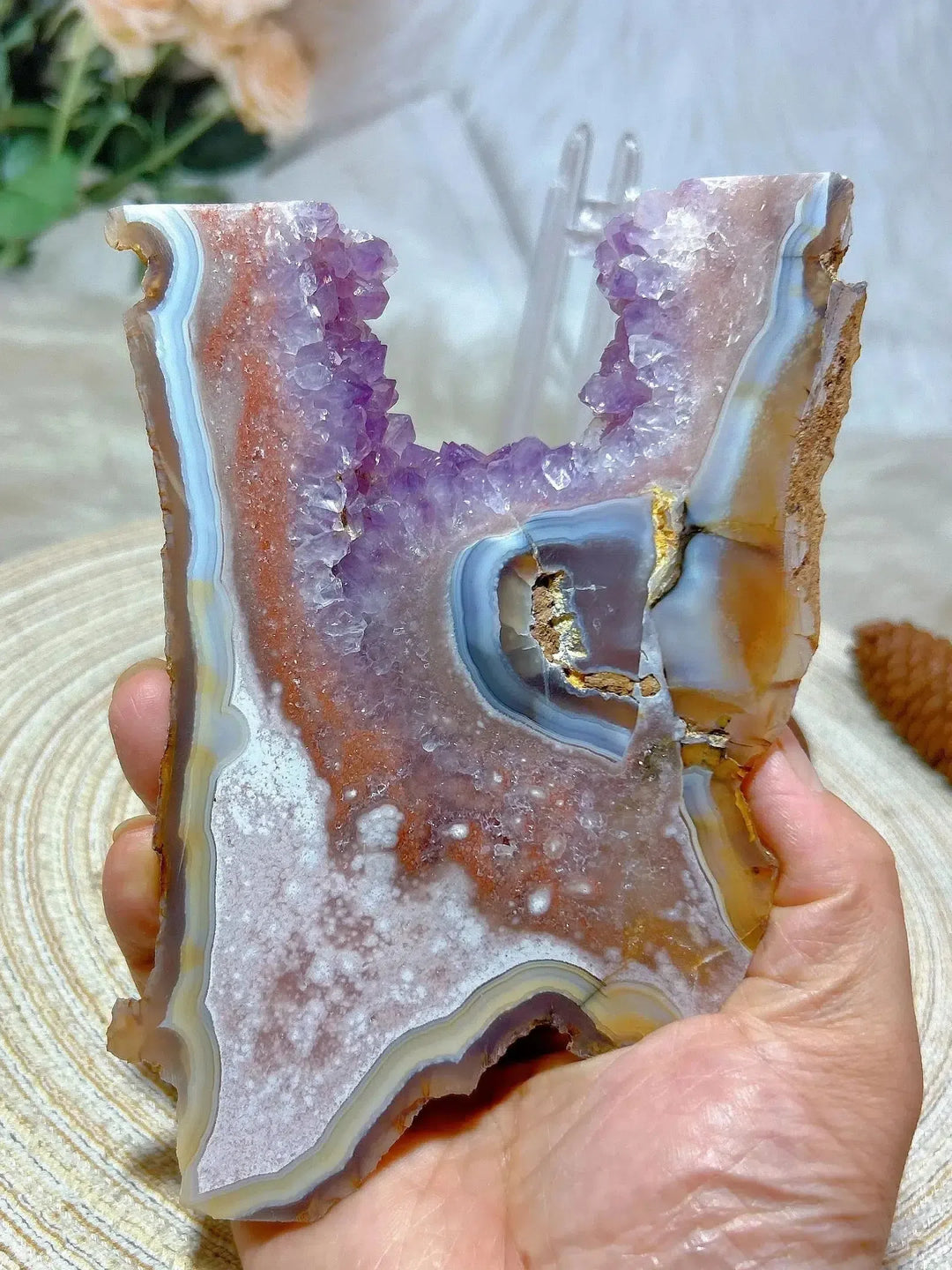 Pink Amethyst Flower Agate Slab