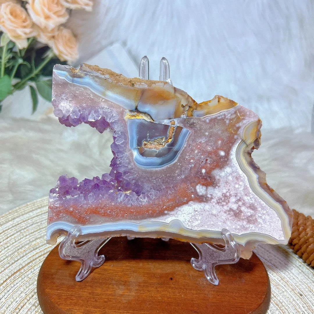 Pink Amethyst Flower Agate Slab