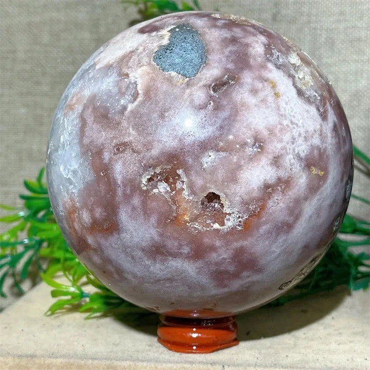 Pink Amethyst Flower Agate With Pyrite Sphere