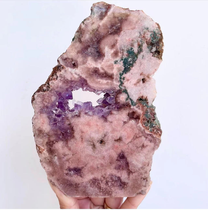 Pink Amethyst Geode Crystal Slice