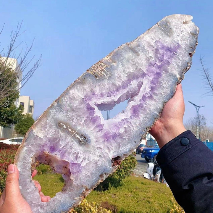 Pink Amethyst Geode Crystal Slice