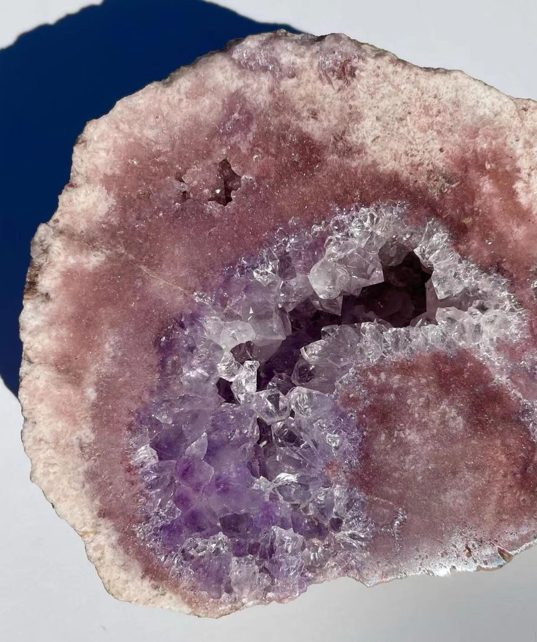 Pink Amethyst Geode Crystal Slice