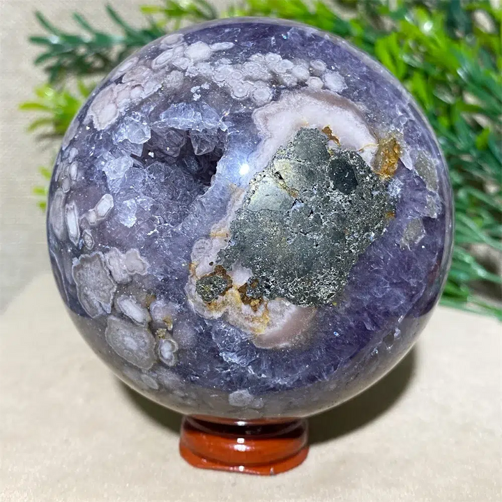 Pink Amethyst Geode Crystal Sphere