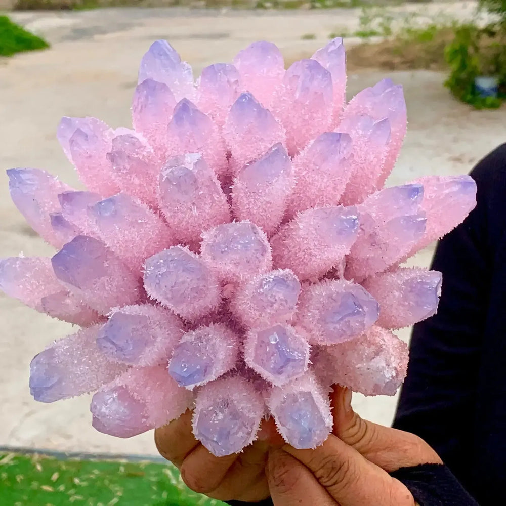 Pink Ghost Quartz Crystal Cluster