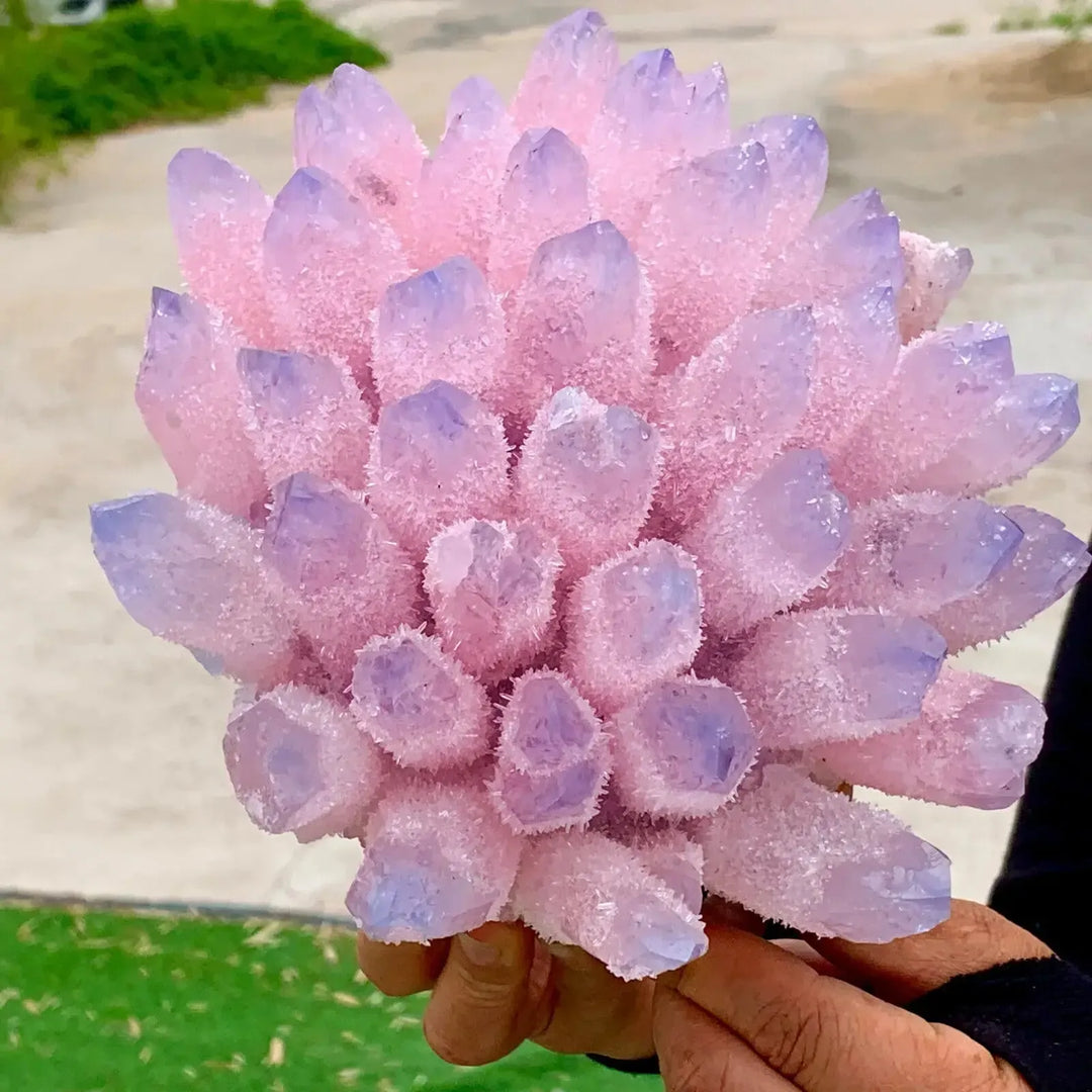 Pink Ghost Quartz Crystal Cluster