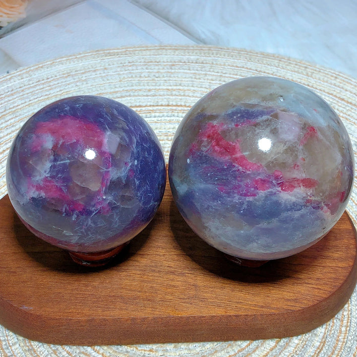 Pink Tourmaline Silver Flash Sphere