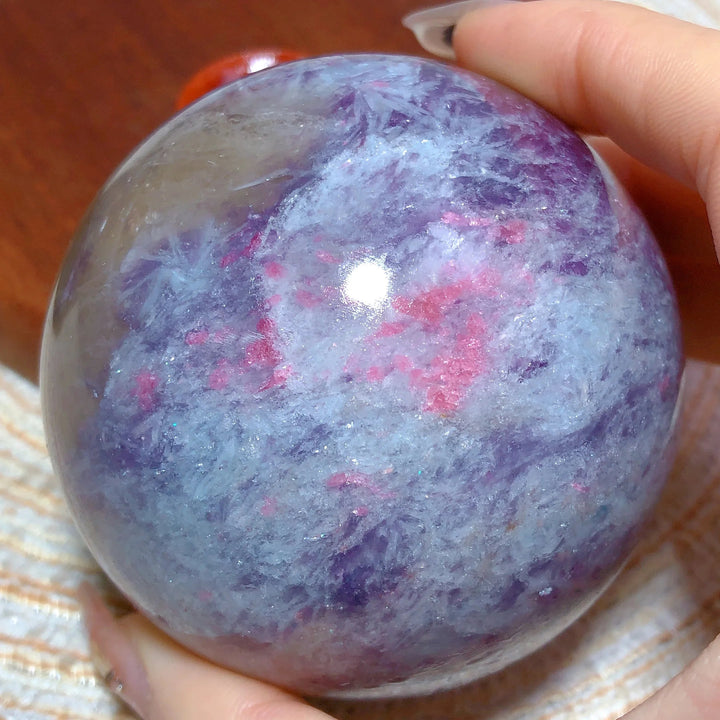 Pink Tourmaline Silver Flash Sphere