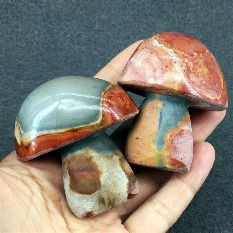 Polychrome Jasper Mushroom Carving