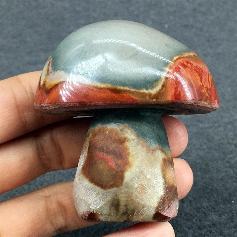 Polychrome Jasper Mushroom Carving