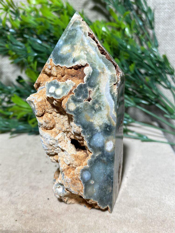 Prehnite Raw Edge Geode Tower