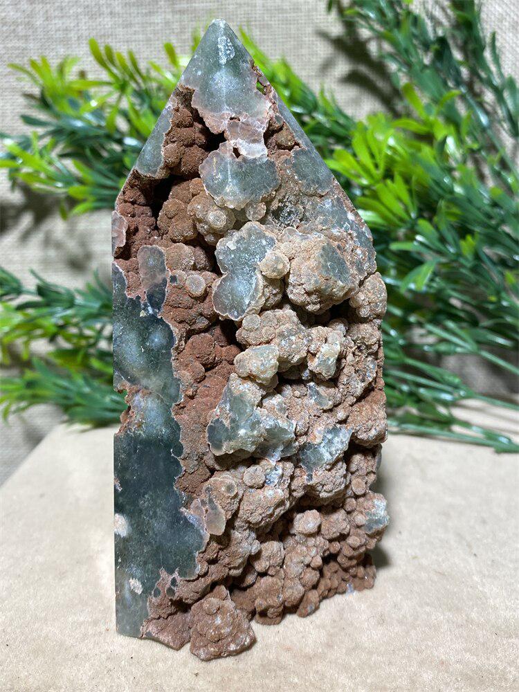 Prehnite Raw Edge Geode Tower